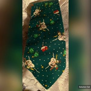 Green Cotton Snowman Christmas Tie